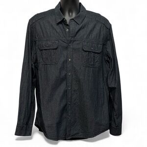 Rock & Republic Men’s Dark Wash Denim Button Down Shirt XL Long Sleeve